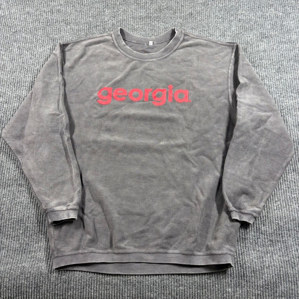 Georgia Bulldogs Corded Sweatshirt XL Gray Ribbed Pullover Crewneck Gameday